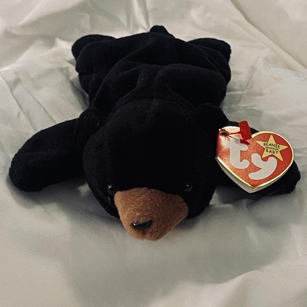 Vintage Ty Beanie Baby Blackie Bear 1994 Plush Stuffed Animal PVC Pellets Tag 90